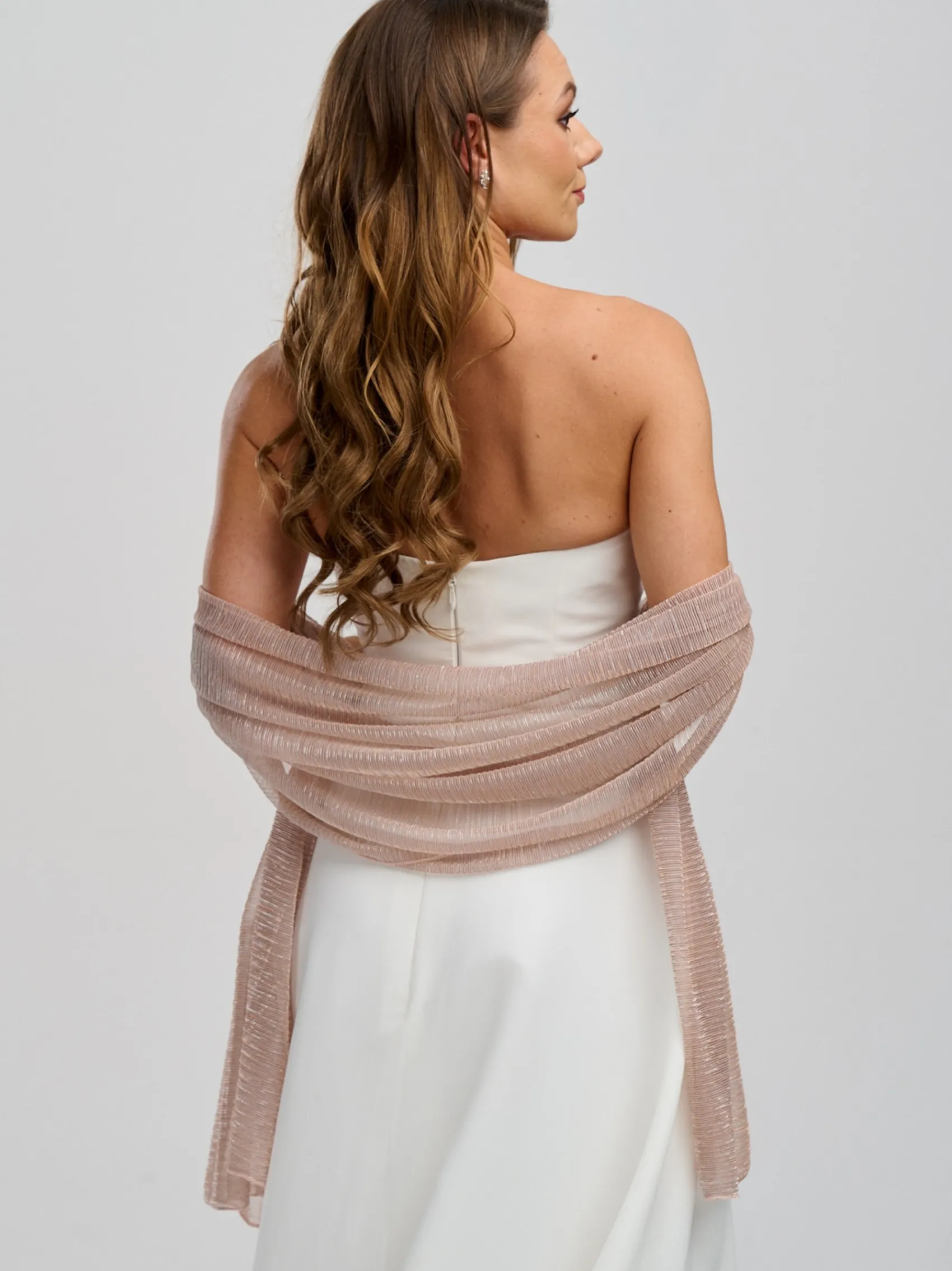 Poirier Wedding Capes & Wraps | Wedding Guest Jackets & Cover Ups*Metallic Wedding Shawl Rose Gold