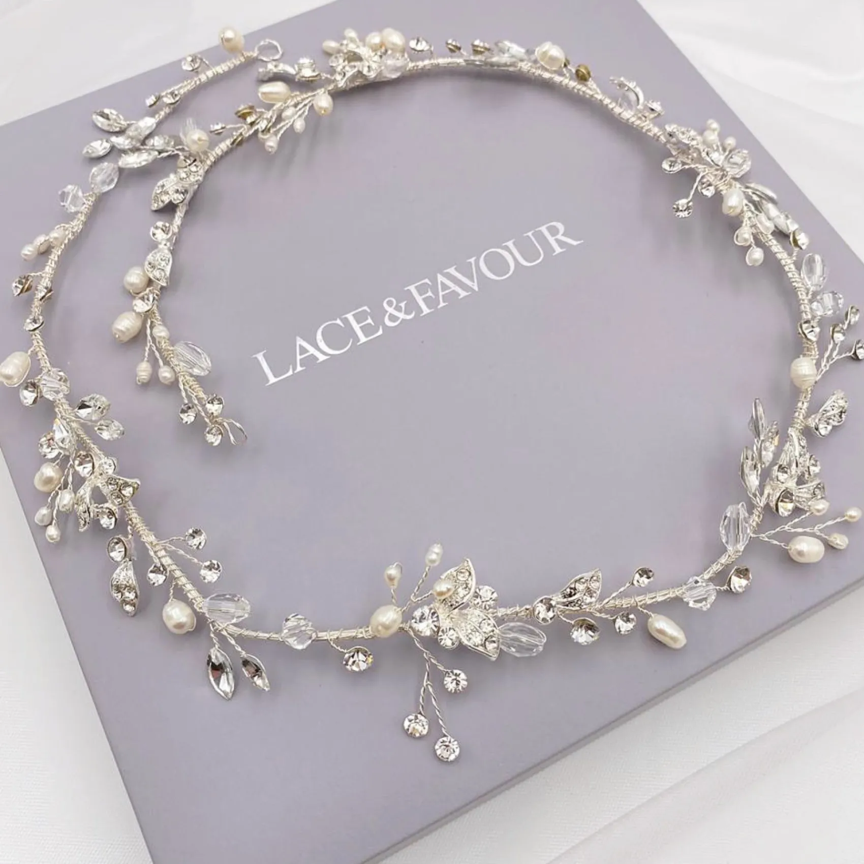 Twilight Designs Pearl Hair Accessories | Silver Hair Accessories*Roxanne Long Freshwater Pearl and Crystal Silver Hair Vine
