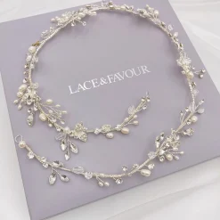 Twilight Designs Pearl Hair Accessories | Silver Hair Accessories*Roxanne Long Freshwater Pearl and Crystal Silver Hair Vine