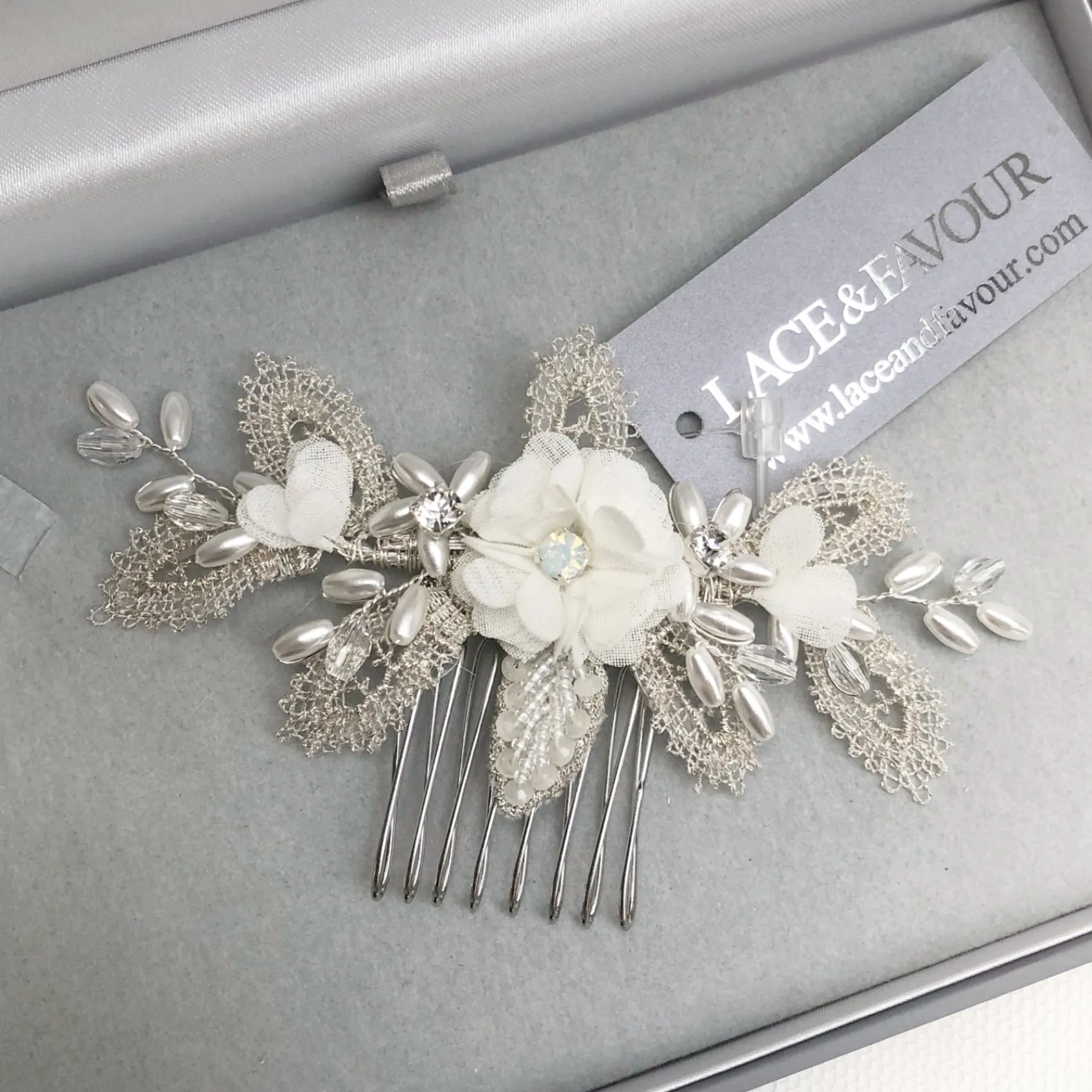 Beads & Beyond Bridesmaid Gifts | Pearl Hair Accessories*Sabrina Mini Beaded Leaves and Opal Crystal Flowers Hair Comb
