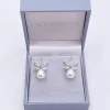 Lace & Favour Pearl Jewellery | Silver Wedding Jewellery*Sahara Silver Crystal Leaves and Teardrop Pearl Earrings Ivory/ Silver