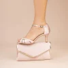 Perfect Bridal Occasion Handbags | Wedding Handbags*Sandi Blush Satin and Gold Leather Envelope Clutch Bag Blush/ Gold