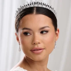 Lace & Favour Vintage Headpieces | Crystal Hair Accessories*Sandringham Classic Teardrop Crystal Crown Silver