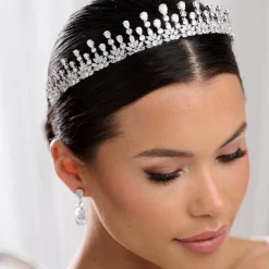 Lace & Favour Vintage Headpieces | Crystal Hair Accessories*Sandringham Classic Teardrop Crystal Crown Silver