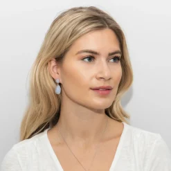 Sarah Alexander Something Blue Gifts | Mother Of The Groom Gifts*Alpine Snow Blue Lace Agate Double Drop Earrings