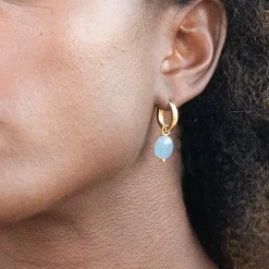 Sarah Alexander Something Blue Gifts | Mother Of The Groom Gifts*Baja Aquamarine Drop Gold Hoop Earrings
