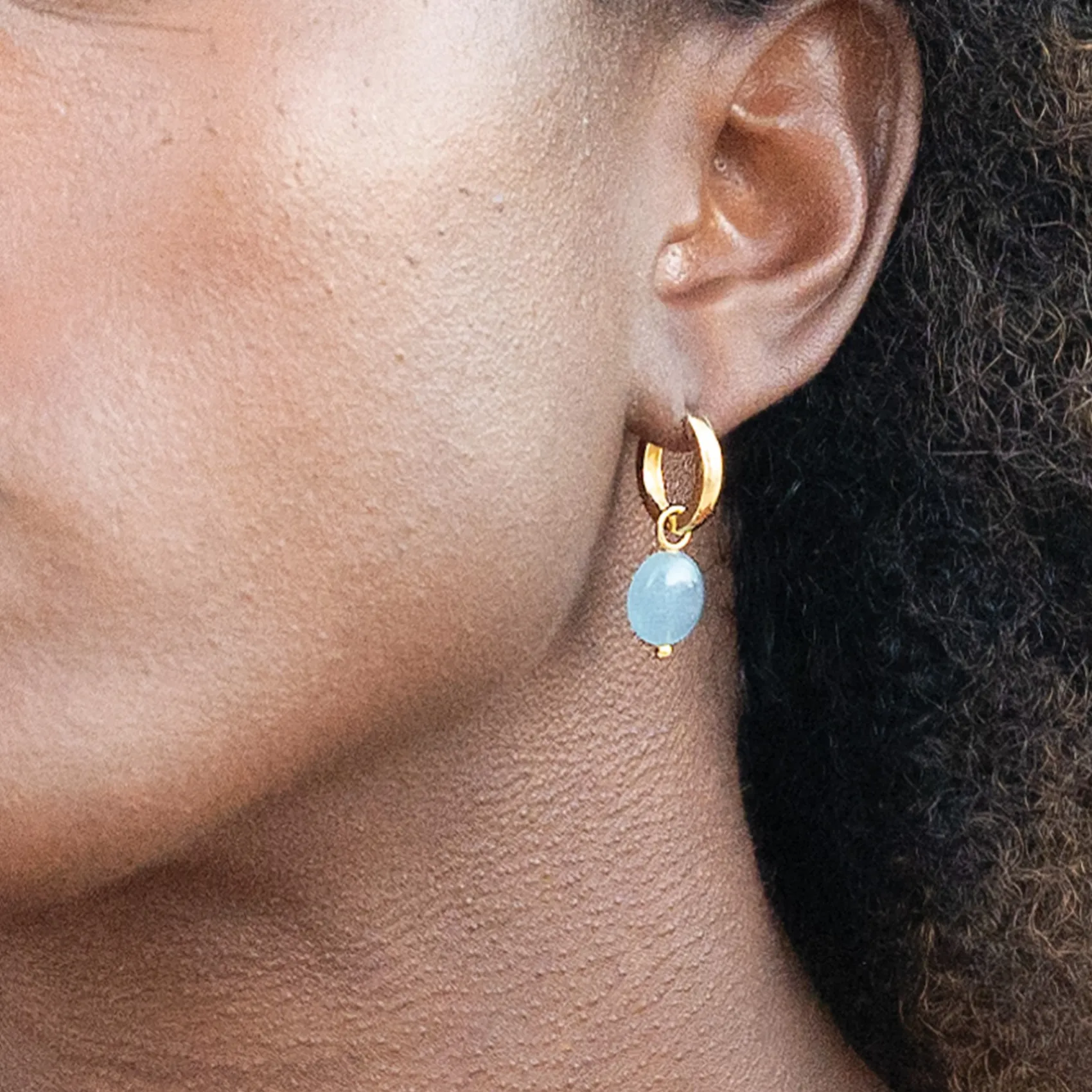 Sarah Alexander Something Blue Gifts | Mother Of The Groom Gifts*Baja Aquamarine Drop Gold Hoop Earrings
