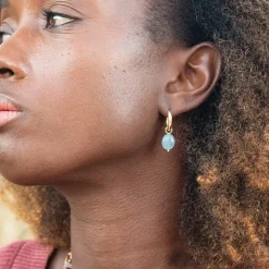 Sarah Alexander Something Blue Gifts | Mother Of The Groom Gifts*Baja Aquamarine Drop Gold Hoop Earrings