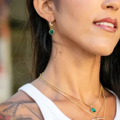 Sarah Alexander Mother Of The Groom Gifts | Mother Of The Bride Gifts*Kaori Malachite Round Charm Hoop Earrings
