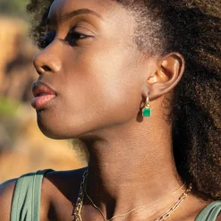 Sarah Alexander Mother Of The Groom Gifts | Mother Of The Bride Gifts*Napa Malachite Square Charm Hoop Earrings