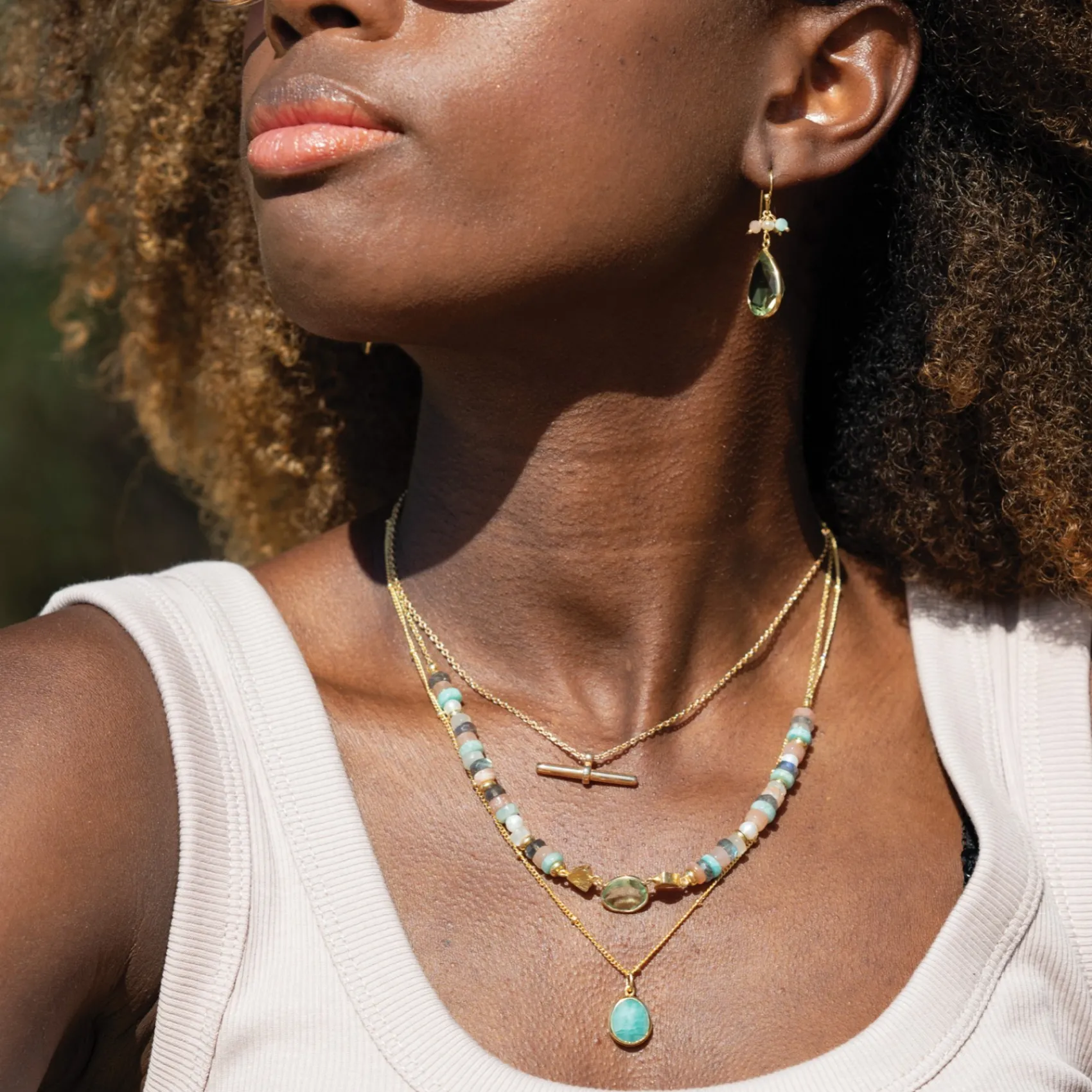 Sarah Alexander Something Blue Gifts | Mother Of The Groom Gifts*Tangiers Amazonite Gold Gemstone Necklace