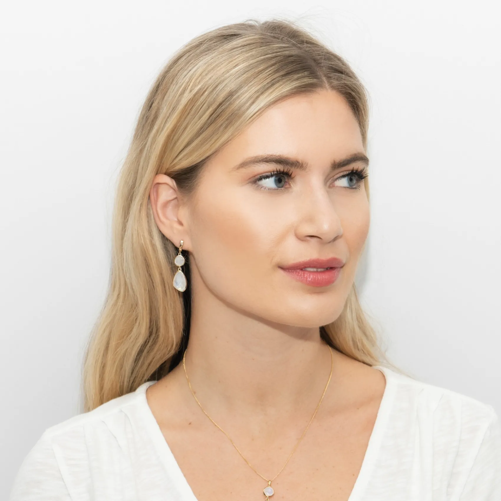 Sarah Alexander Mother Of The Groom Gifts | Mother Of The Bride Gifts*Tidal Rainbow Moonstone Double Drop Pendant