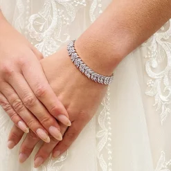Lace & Favour Silver Prom Jewellery | Prom Bracelets*Savoy Sparkly Cubic Zirconia Wedding Bracelet | L&F Silver
