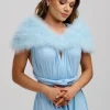 Beverly Hills Something Blue Gifts | Feather Stoles & Shrugs*Scarlet Feather Wedding Wrap Blue
