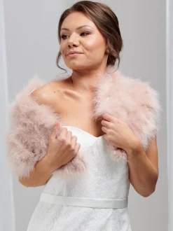 Beverly Hills Feather Stoles & Shrugs | Wedding Capes & Wraps*Scarlet Feather Bridal Stole Blush