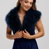 Beverly Hills Wedding Capes & Wraps | Wedding Guest Jackets & Cover Ups*Scarlet Feather Wedding Wrap Navy