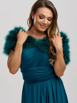 Beverly Hills Feather Stoles & Shrugs | Wedding Capes & Wraps*Scarlet Feather Wedding Wrap Teal