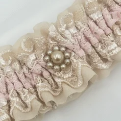 Boudoir Couture Bride Gifts | Bridal Garters*Serenity Nude Lace Vintage Wedding Garter with Pearl Trim Nude/ Pale Pink/ Ivory