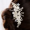 Lace & Favour Crystal Hair Accessories | Pearl Hair Accessories*Seychelles Ivory Porcelain Flowers, Pearl and Crystal Hair Comb Ivory/ Silver
