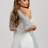 Poirier Wedding Capes & Wraps | Wedding Guest Jackets & Cover Ups*Metallic Wedding Shawl Silver