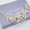 Twilight Designs Pearl Hair Accessories | Silver Hair Accessories*Sophia Freshwater Pearl and Crystal Leaves Hair Comb Ivory/ Silver