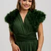 Beverly Hills Feather Stoles & Shrugs | Wedding Boleros And Jackets*Sophia Feather Bridal Bolero Olive Green