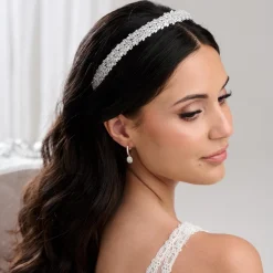 Lace & Favour Prom Headbands & Tiaras | Crystal Hair Accessories*Sorrento CZ Crystal Embellished Bridal Headband Ivory/ Silver
