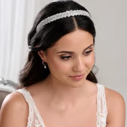 Lace & Favour Prom Headbands & Tiaras | Crystal Hair Accessories*Sorrento CZ Crystal Embellished Bridal Headband Ivory/ Silver