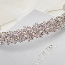 Lace & Favour Prom Headbands & Tiaras | Crystal Hair Accessories*Sorrento CZ Crystal Embellished Bridal Headband Ivory/ Silver