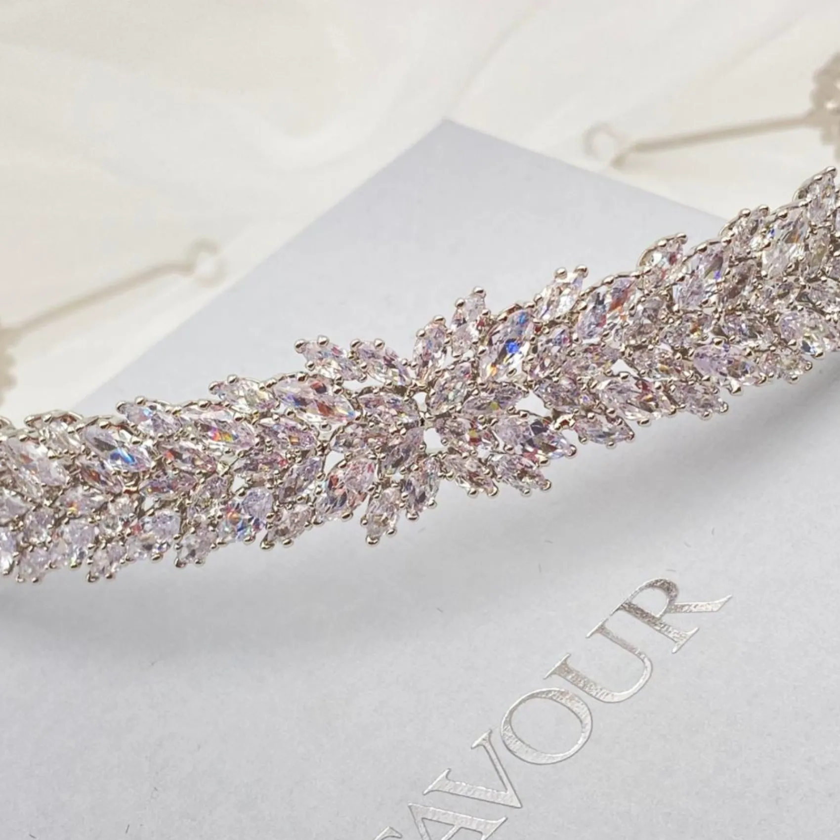 Lace & Favour Prom Headbands & Tiaras | Crystal Hair Accessories*Sorrento CZ Crystal Embellished Bridal Headband Ivory/ Silver