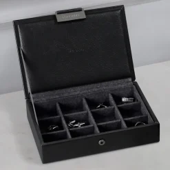 Stackers Men's Jewellery Boxes | Groom Gifts*Faux Leather Cufflink Box Black