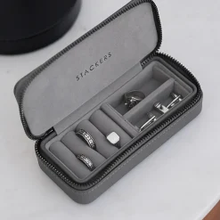 Stackers Men's Jewellery Boxes | Groom Gifts*Men's Zipped Travel Jewellery Box Slate Grey
