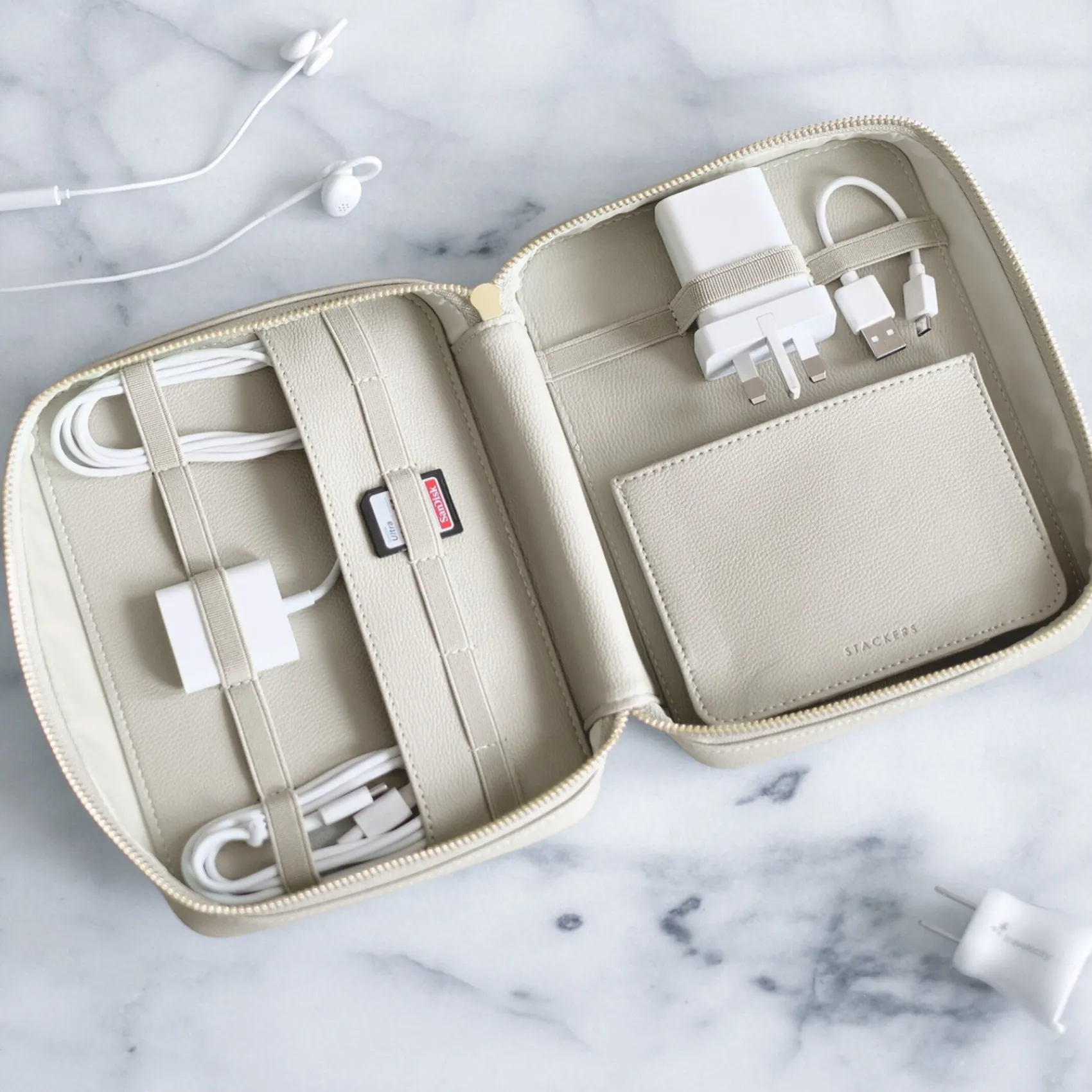 Stackers Honeymoon Gifts | Bride Gifts*Cable Tidy Pouch Organiser Bag Oatmeal