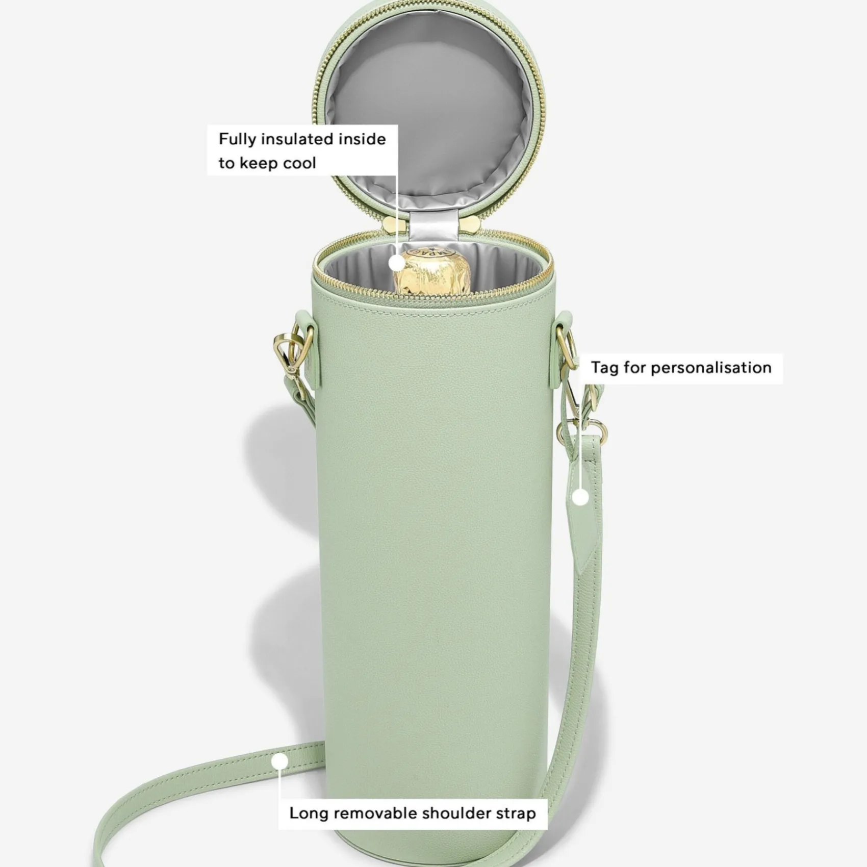 Stackers Engagement Gifts | Bridesmaid Gifts*Champagne Bottle Bag Sage Green
