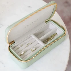 Stackers Mother Of The Groom Gifts | Mother Of The Bride Gifts*Sage Green Zipped Travel Jewellery Box Sage Green/ Grey