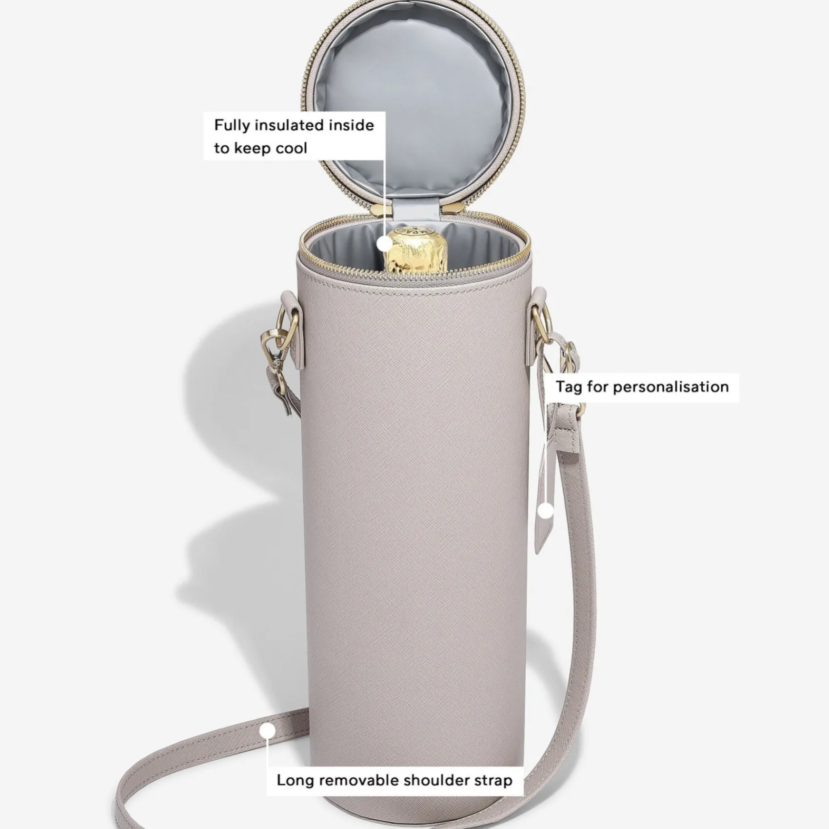 Stackers Engagement Gifts | Bridesmaid Gifts*Champagne Bottle Bag Taupe