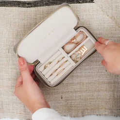 Stackers Mother Of The Groom Gifts | Mother Of The Bride Gifts*Taupe Zipped Travel Jewellery Box Taupe/ Grey