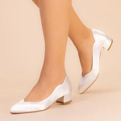 Perfect Bridal Mother Of The Bride Shoes | Wedding Shoes*Sutton Dyeable Satin Low Block Heel Court Shoes (Wide Fit) Ivory