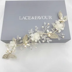 Beads & Beyond Pearl Hair Accessories | Silver Hair Accessories*Tabitha Silver Leaves and Ivory Flowers Pearl Hair Vine Silver/Ivory