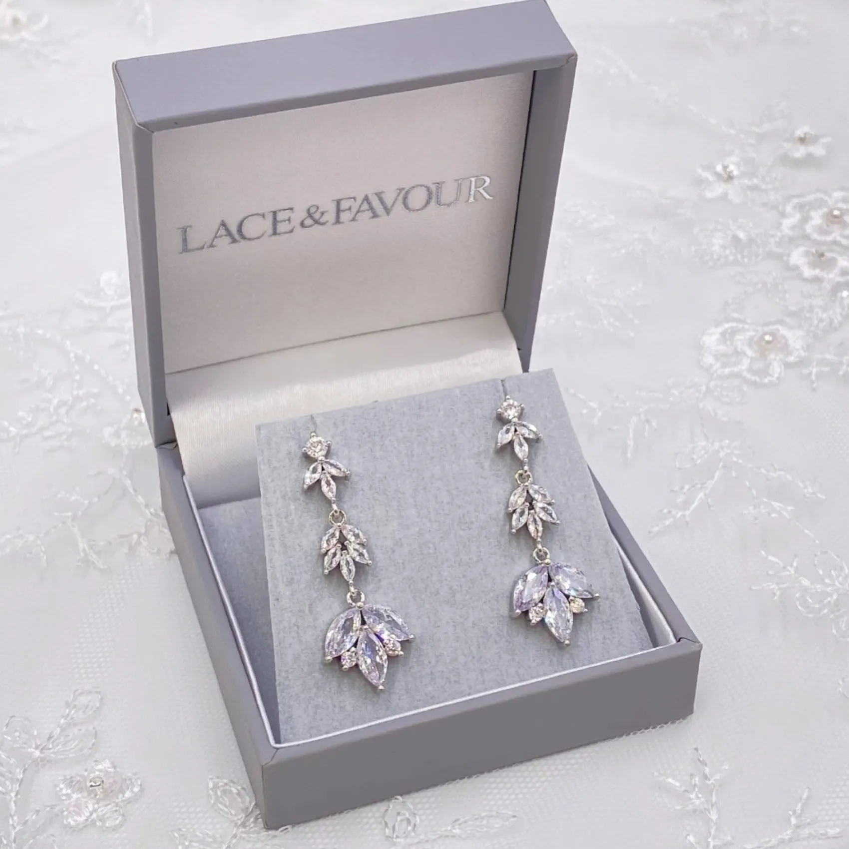 Lace & Favour Silver Prom Jewellery | Prom Earrings*Tanzania Cubic Zirconia Drop Earrings Silver