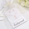 Lace & Favour Bridesmaid Gifts | Crystal Jewellery*'Thank You For Being My Bridesmaid' Rose Gold Stud Jewellery Set