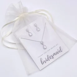 Lace & Favour Bridesmaid Gifts | Crystal Jewellery*'Thank You For Being My Bridesmaid' Silver Crystal Jewellery Set