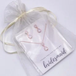 Lace & Favour Bridesmaid Gifts | Crystal Jewellery*'Thank You For Being My Bridesmaid' Rose Gold Crystal Jewellery Set