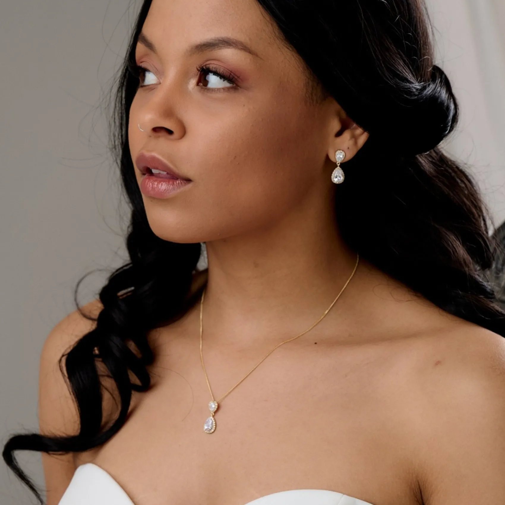 Lace & Favour Bridesmaid Gifts | Crystal Jewellery*'Thank You For Being My Bridesmaid' Gold Crystal Jewellery Set
