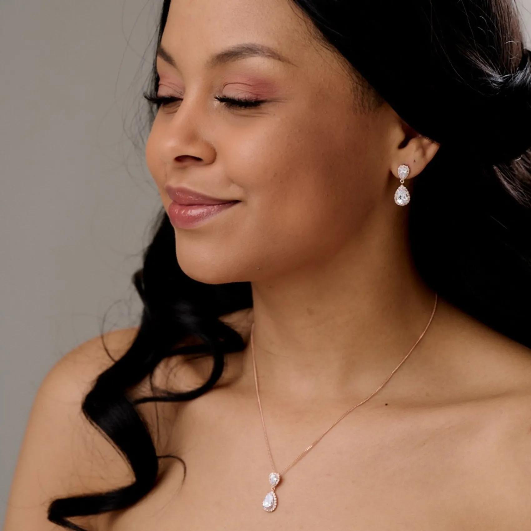 Lace & Favour Bridesmaid Gifts | Crystal Jewellery*'Thank You For Being My Bridesmaid' Rose Gold Crystal Jewellery Set