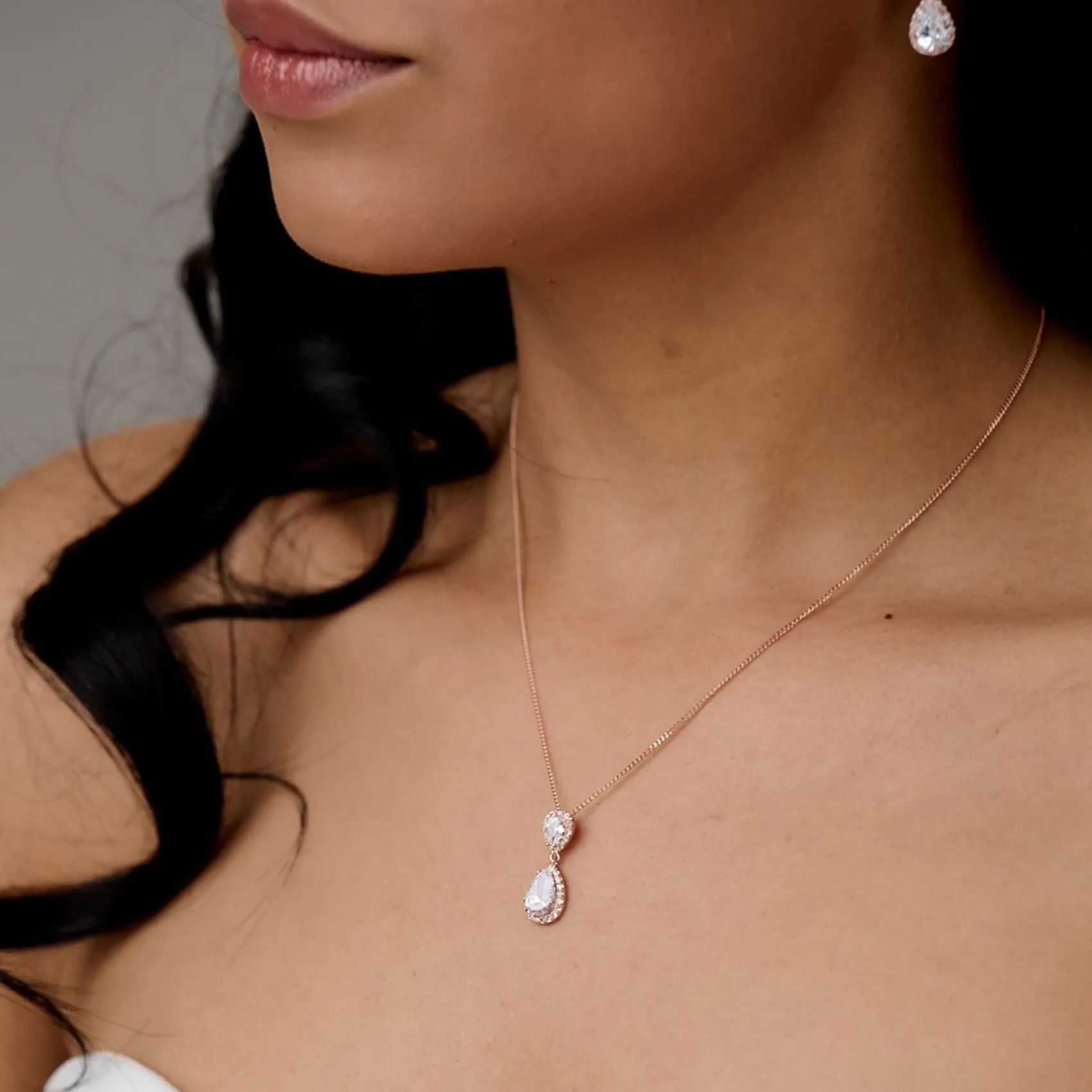 Lace & Favour Bridesmaid Gifts | Crystal Jewellery*'Thank You For Being My Bridesmaid' Rose Gold Crystal Jewellery Set