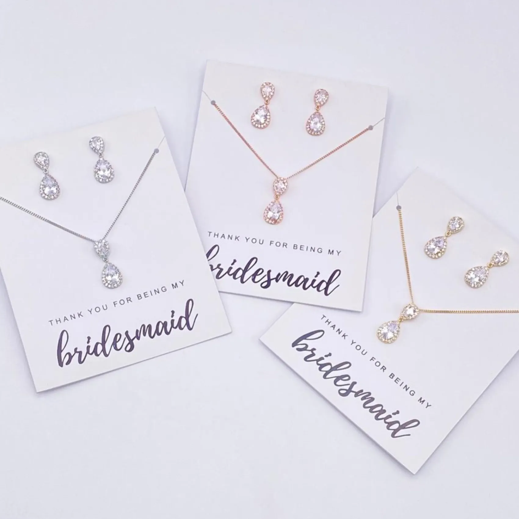 Lace & Favour Bridesmaid Gifts | Crystal Jewellery*'Thank You For Being My Bridesmaid' Silver Crystal Jewellery Set