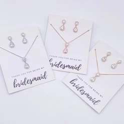 Lace & Favour Bridesmaid Gifts | Crystal Jewellery*'Thank You For Being My Bridesmaid' Gold Crystal Jewellery Set