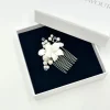 Beads & Beyond Something Blue Gifts | Bride Gifts*Tiffany Pearl and Light Sapphire Crystal Floral Mini Comb Ivory/ Blue/ Silver
