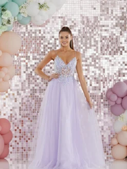 Tiffanys Prom Tiffanys Prom Dresses*Tiffanys Alina Lilac Ball Gown Prom Dress with Lace Up Back